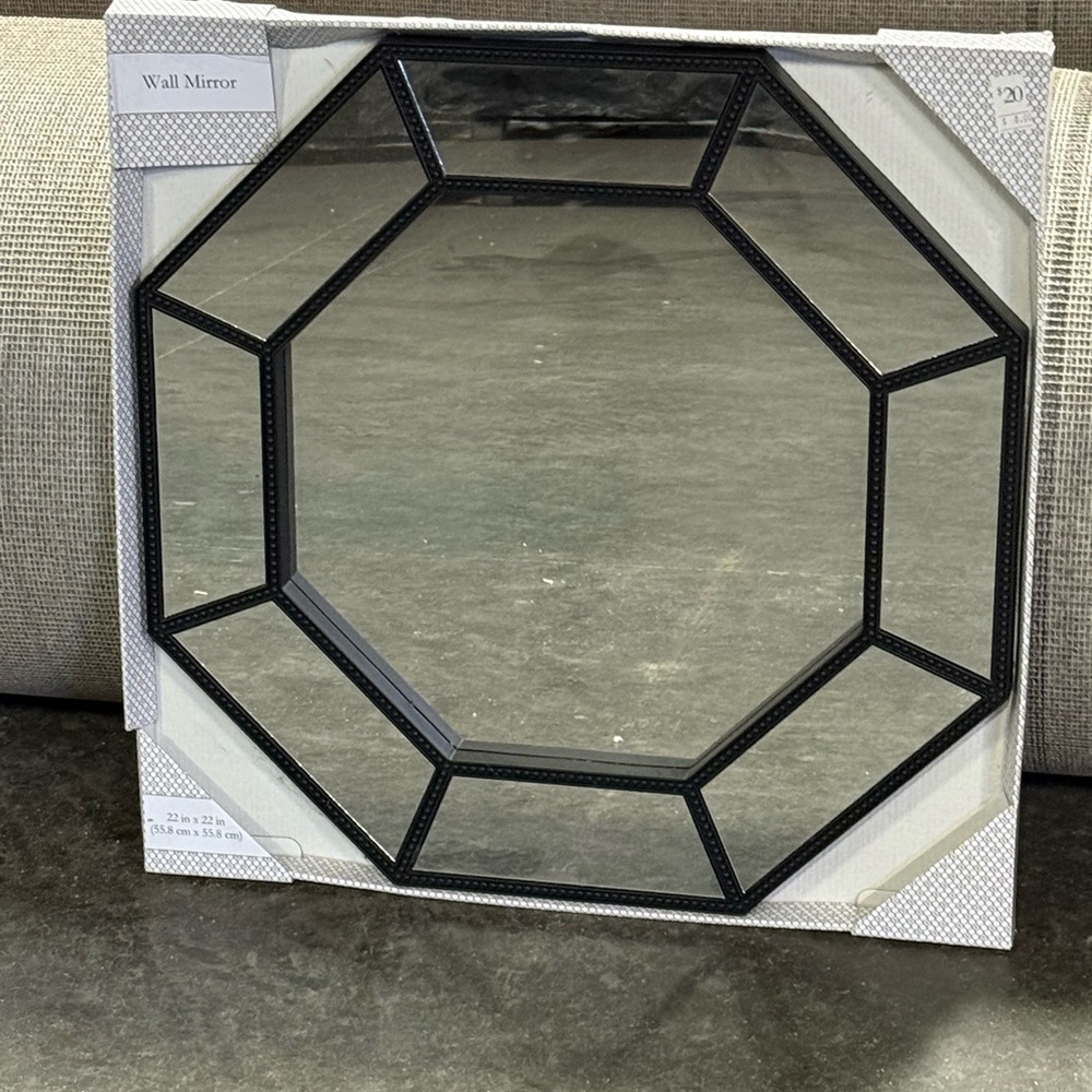 Octagonal Black Wall Mirror